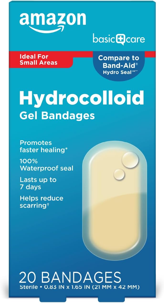 Amazon Hydrocolloid Gel Bandages – 20 Ct – Fast Healing, 0.83x1.65in