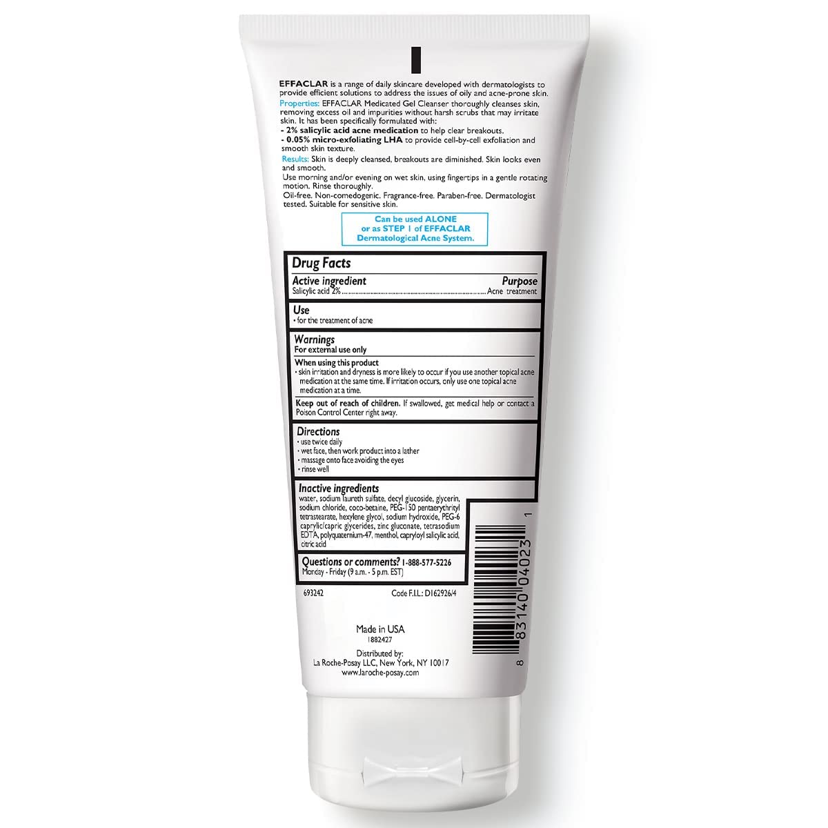 La Roche-Posay Effaclar Gel Cleanser – Oil-Free Face Wash with 2% Salicylic Acid