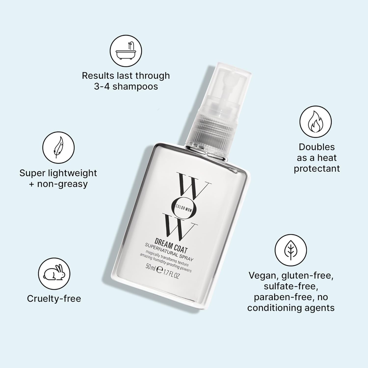 COLOR WOW Dream Coat Spray – Lightweight Anti-Humidity Hair Mist for Smooth Finish