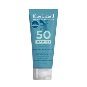 Blue Lizard Sensitive Mineral Sunscreen SPF 50+ – 3oz, Zinc, Fragrance-Free