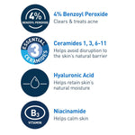 CeraVe Acne Foaming Cleanser – 4% Benzoyl Peroxide, Daily Face Wash