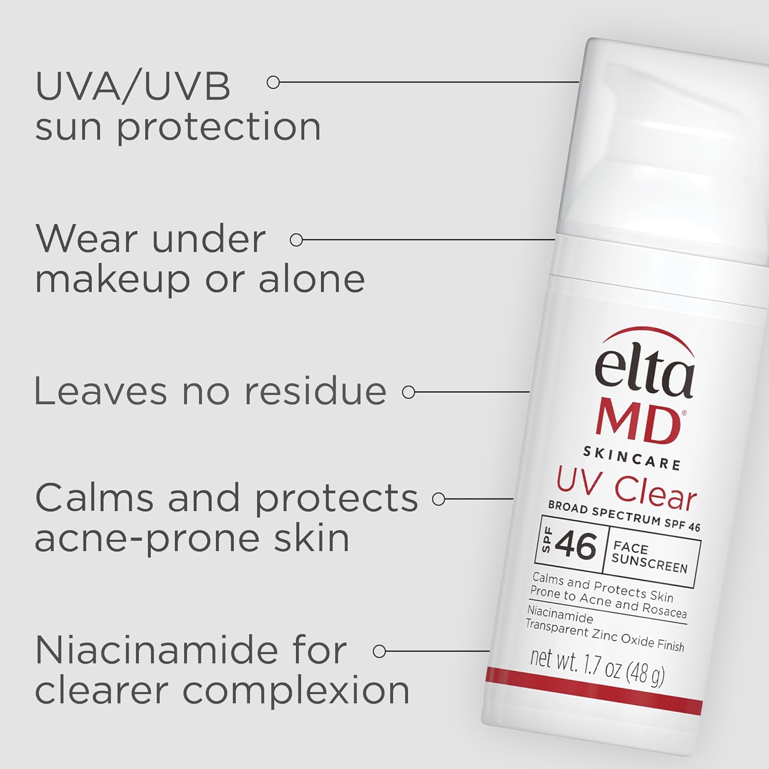 UV Clear Facial Sunscreen SPF 46 – Oil-Free Mineral-Based Formula (1.7oz)
