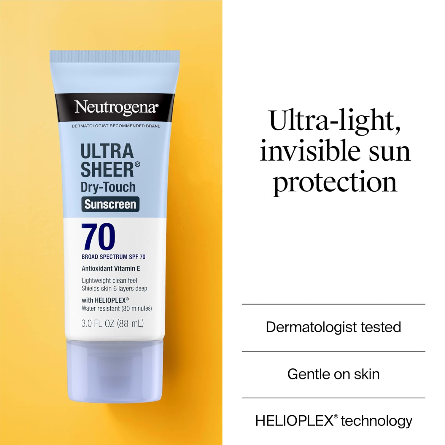 Neutrogena Ultra Sheer Sunscreen SPF 70 – 3oz – Dry-Touch, Non-Greasy