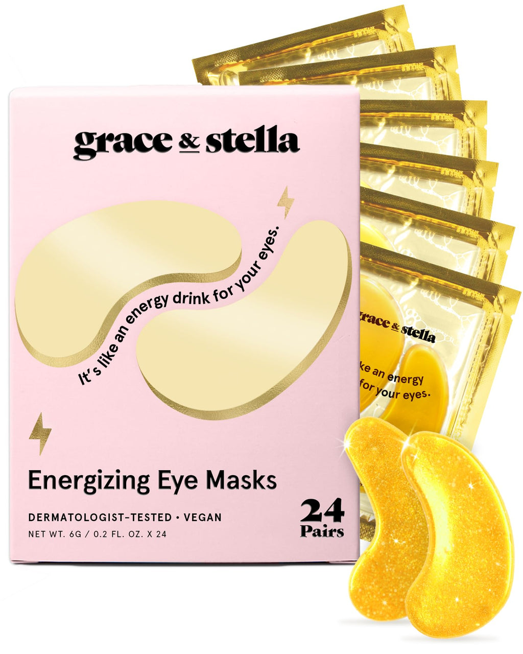 grace & stella Under Eye Masks – 24 Gold Pairs – Puffiness & Wrinkles