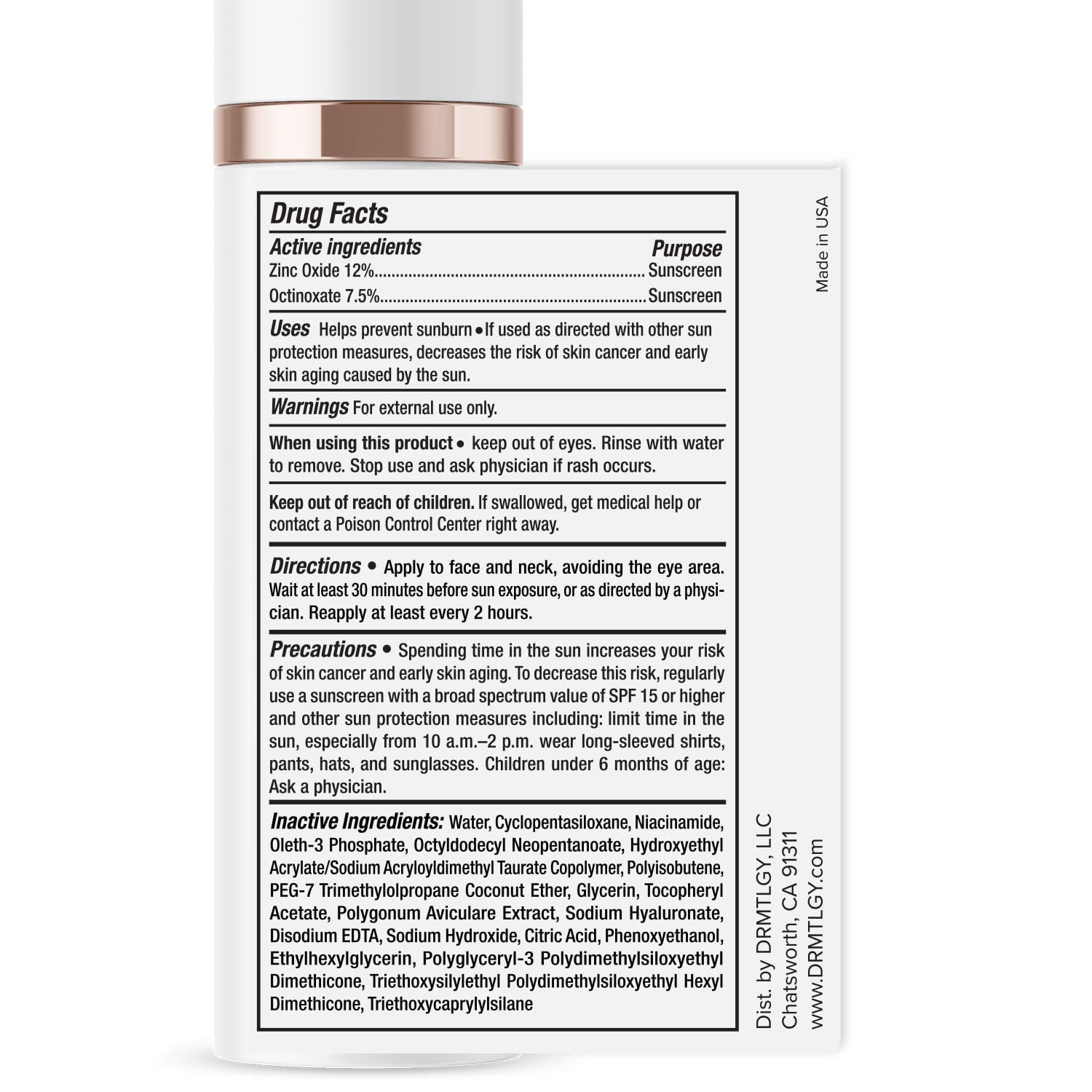 DRMTLGY SPF 45 Face Sunscreen – 1.7oz – Oil-Free, Zinc, Anti-Aging