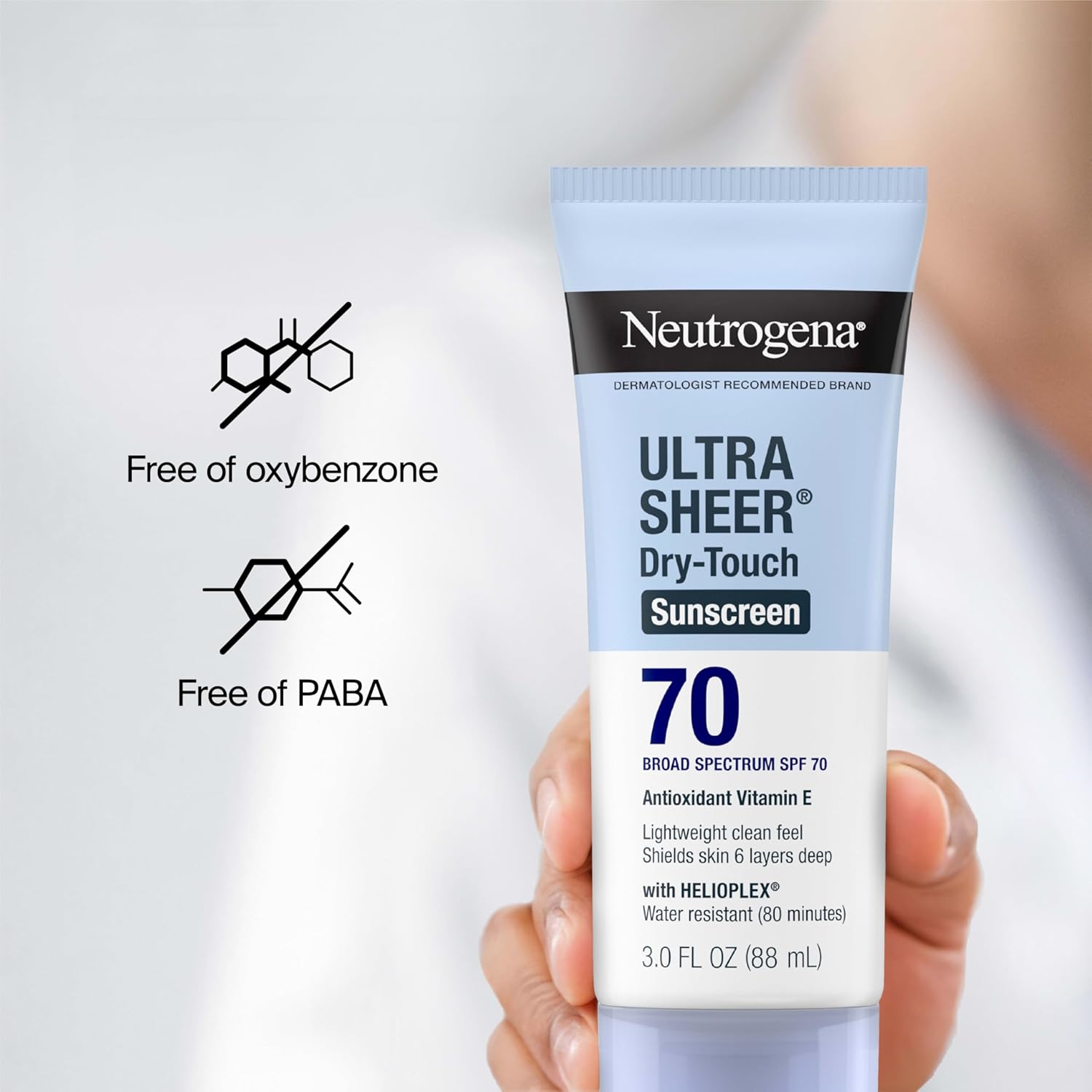 Neutrogena Ultra Sheer Sunscreen SPF 70 – 3oz – Dry-Touch, Non-Greasy