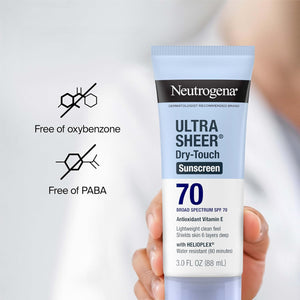 Neutrogena Ultra Sheer Sunscreen SPF 70 – 3oz – Dry-Touch, Non-Greasy