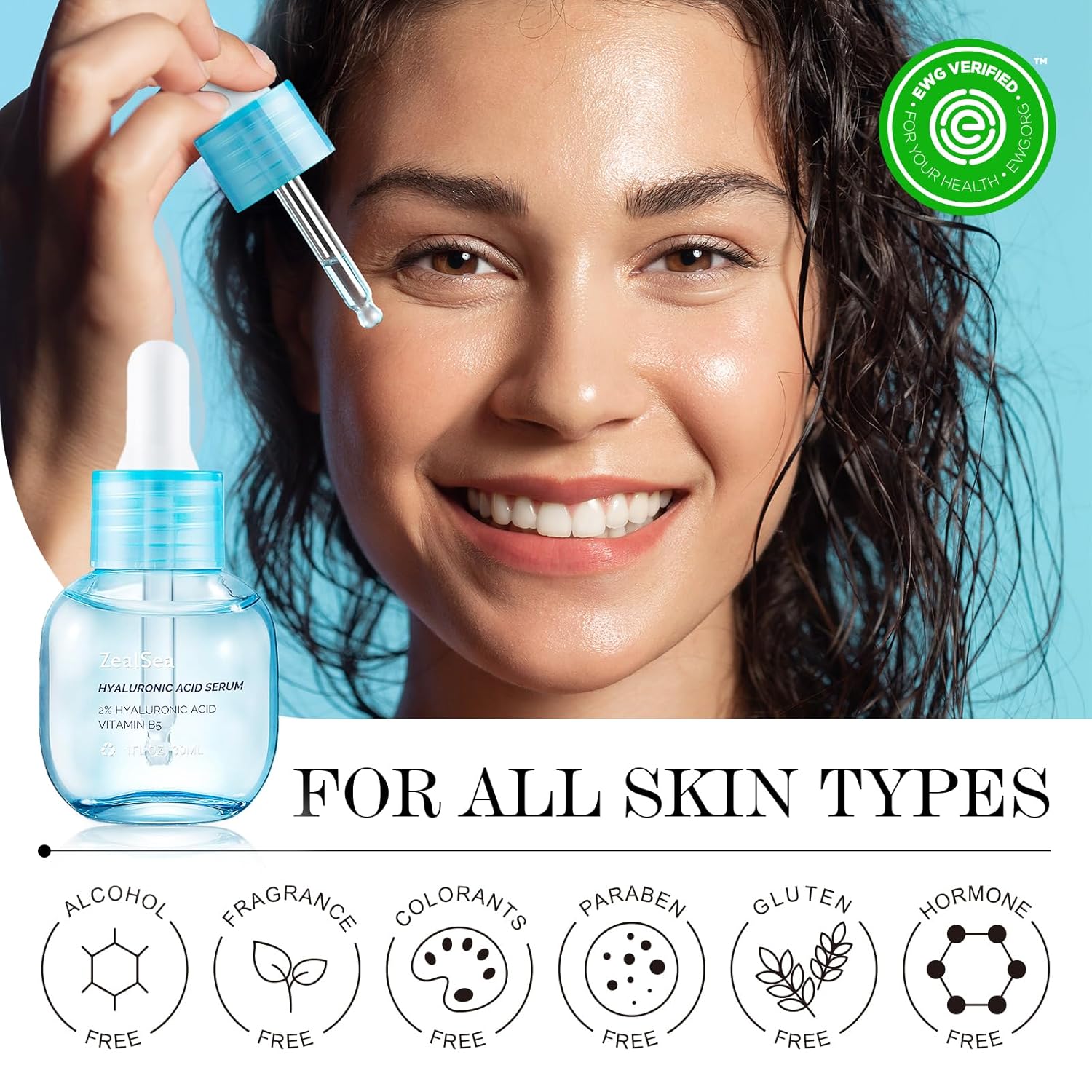ZealSea Hyaluronic Acid Serum – 1oz – Hydrating, Vegan, Fragrance-Free