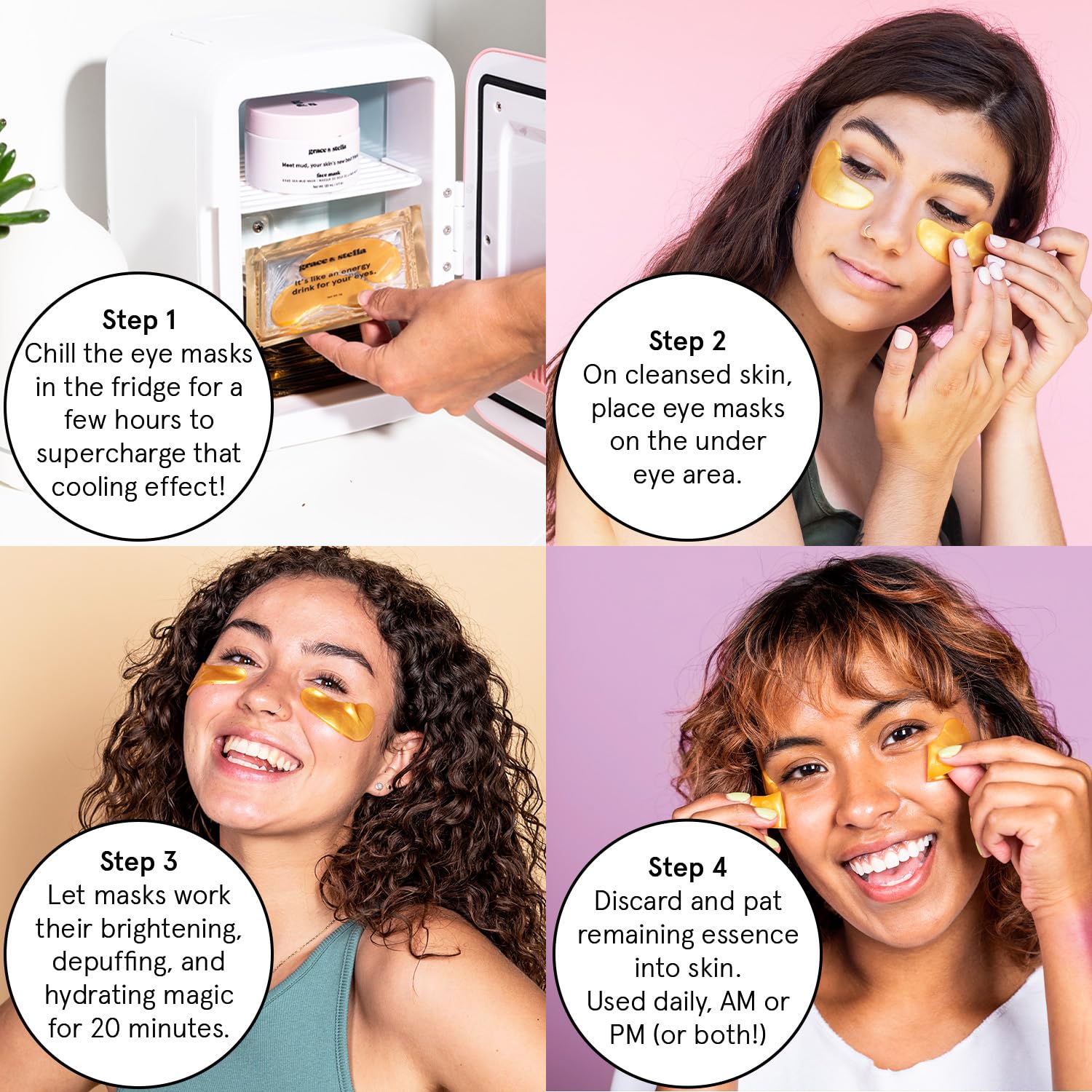 grace & stella Under Eye Masks – 24 Gold Pairs – Puffiness & Wrinkles