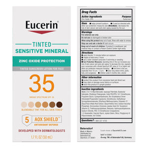 Eucerin Tinted Mineral Face Sunscreen SPF 35 – 1.7oz – Zinc, Sensitive
