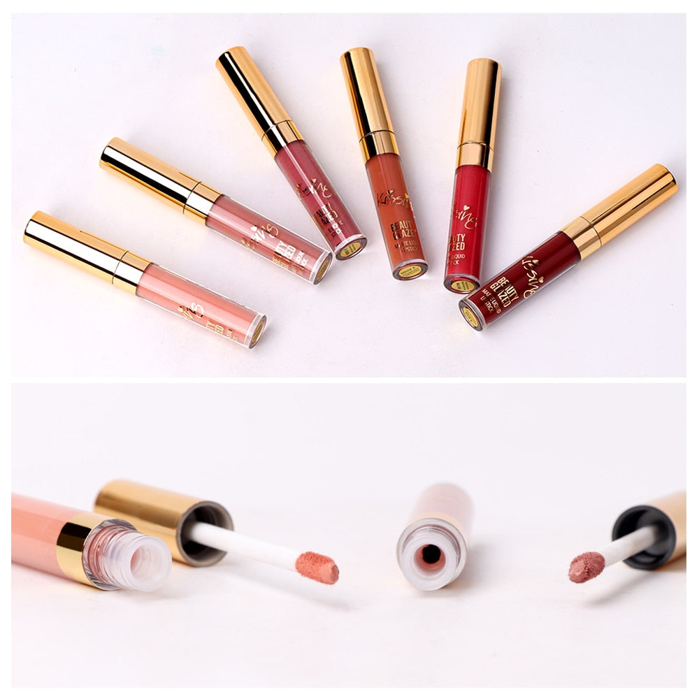 BEAUTY GLAZED 6 Colors Matte Lipstick Set Waterproof Long Lasting Lip Gloss Nude Velvet Pigment Batom Women Fashion Lip Makeup|Lipstick