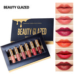 BEAUTY GLAZED 6 Colors Matte Lipstick Set Waterproof Long Lasting Lip Gloss Nude Velvet Pigment Batom Women Fashion Lip Makeup|Lipstick