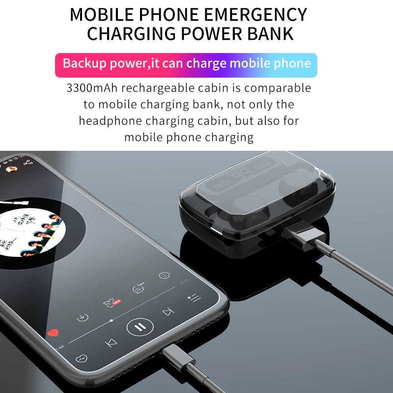 Wireless Earphones Bluetooth V5.0 TWS Wireless Bluetooth Headphones LED Display With 3300mAh Power Bank Headsets With Microphone|Bluetooth Earphones & Headphones