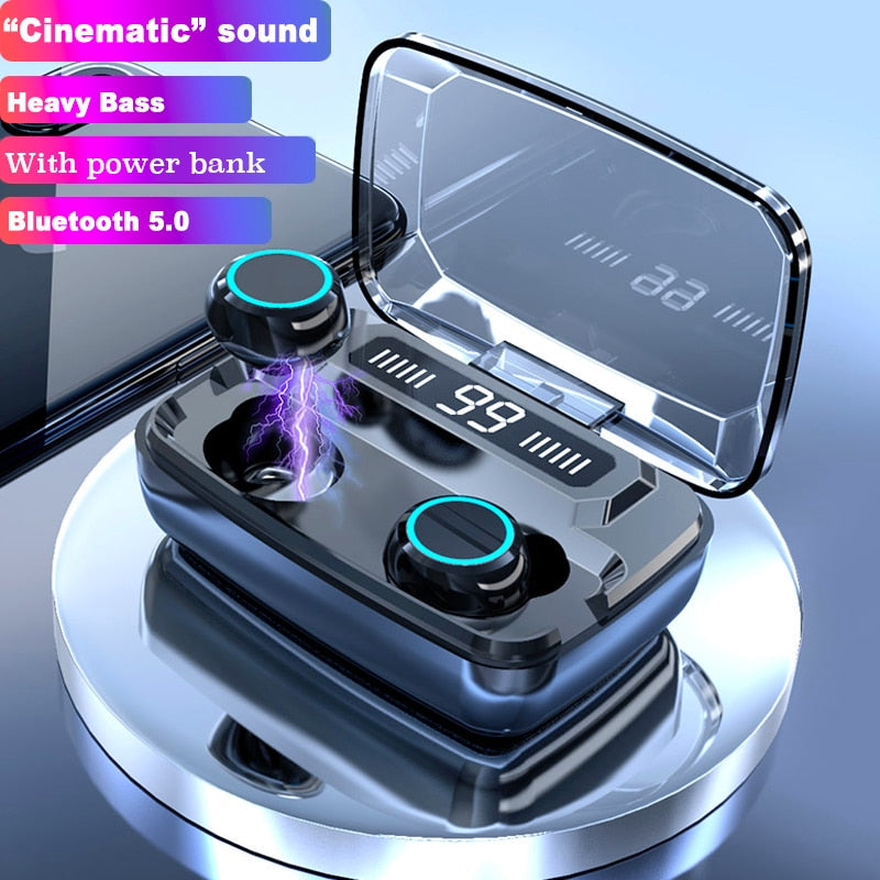 Wireless Earphones Bluetooth V5.0 TWS Wireless Bluetooth Headphones LED Display With 3300mAh Power Bank Headsets With Microphone|Bluetooth Earphones & Headphones