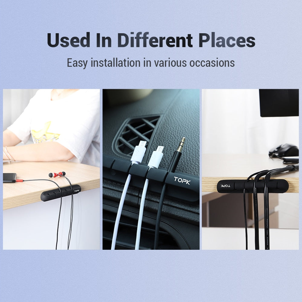 Silicone Cable Organizer and USB Wire Holder – Desktop Management Clip